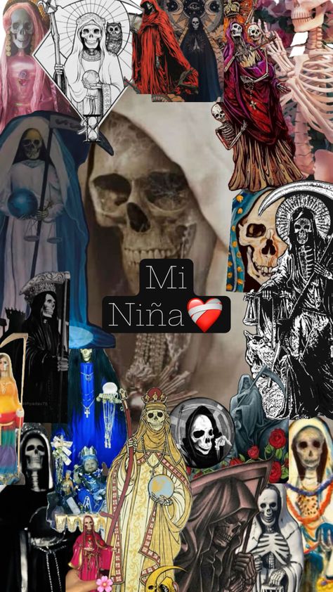 ♥️ Santa Muerte Wallpaper Iphone, Santa Muerte Prayer, Mexican Celebrations, Hispanic Aesthetic, Sharpie Tattoos, Rennaissance Art, Aztec Art, Skull Art, Aesthetic Iphone Wallpaper