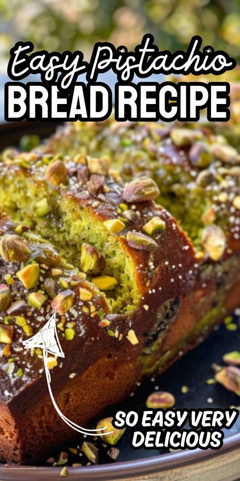 Easy Pistachio Bread Recipe—a delightful treat that combines the rich flavor of pistachios with the moist texture of classic quick bread. Bursting with nutty goodness and a hint of sweetness, this bread is perfect for breakfast, brunch, or a satisfying snack any time of day. Pistachio Bread Recipe, Pistachio Loaf, Soft Sandwich Bread, Pistachio Bread, Fruit Cake Recipes, Pistachio Recipes, Pistachio Butter, Bread At Home, Dinner Delicious