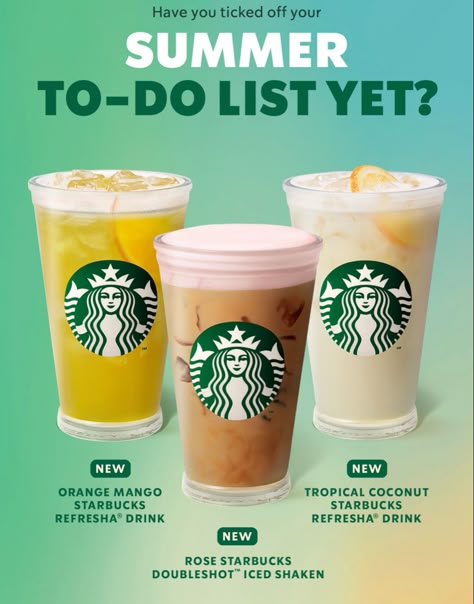 Starbucks Summer Drinks Summer Promotion Design, Starbucks Ads, Wine Flyer, Starbucks Poster, Coffee Marketing, Bubble Tea Design, Coffee Ads, Promo Product, Te Matcha