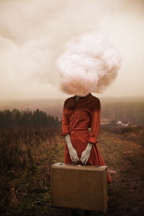 Surreal Self-Portraits of a Traveling Photographer Head In The Clouds, Foto Tips, Surrealism Photography, Foto Art, Digital Art Illustration, Surreal Art, Self Portrait, Collage Art, Coming Out