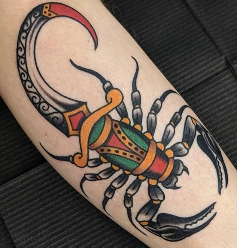 Neo Traditional Scorpion Tattoo, Scorpion Tattoo Traditional, American Traditional Scorpion Tattoo, Traditional Scorpion Tattoo, Traditional Tattoo Outline, Traditional Tattoo Drawings, Americana Tattoo, Traditional Tattoo Old School, Cowboy Tattoos