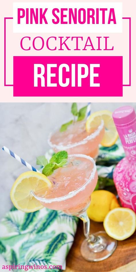 Pink Senorita Cocktail Recipe | Tequila Cocktail Recipe | Pink Lemonade Cocktail Recipe | Cocktail Recipes | Summertime Cocktail Recipes | Lemon Cocktail Recipes #PinkSenoritaCocktailRecipes #CocktailRecipes #TequilaCocktailRecipes #PinkLemonade #SummerCocktails Pink Senorita Cocktail, Pink Senorita, Pink Specialty Cocktail, Girly Tequila Cocktails, Pink Lemonade Tequila Drink, Vodka Blush Cocktail, Greyhound Cocktail, Wine Cocktail Recipes, Birthday Lunch