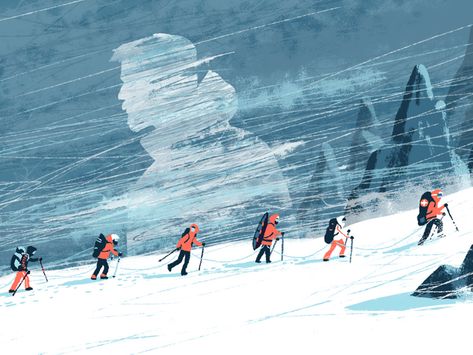 Arctic Explorers, Snow Illustration, Pascal Campion, Mountain Illustration, Winter Illustration, Snow Mountain, Winter Storm, Landscape Illustration, Snow Storm