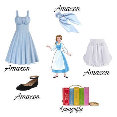 Belle Inspired Outfits Casual, Belle Outfit Ideas, Belle Outfit Ideas Disney, Belle Costume Ideas, Disney Outfits Disneybound, Belle Inspired Outfits, Belle Disneybound, Belle Blue Dress, Disneyland Dress