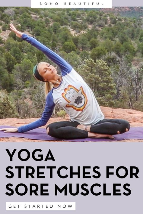 Stretches For Sore Muscles, Yoga Sequence For Beginners, At Home Yoga, Evening Yoga, Muscle Stretches, Poses For Beginners, Yoga Tutorial, Home Yoga, Online Yoga Classes