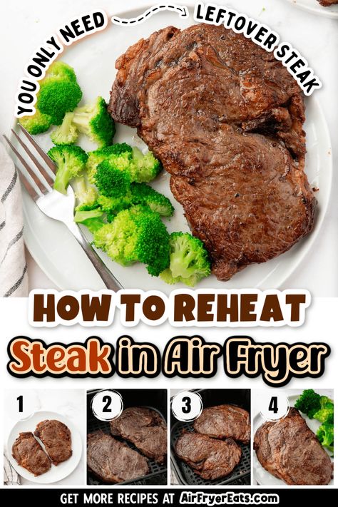 Reheat Steak In Air Fryer, Reheat Steak, Steak In Air Fryer, Steak In The Air Fryer, Steak And Baked Potato, How To Reheat Steak, Grilled Steak Kabobs, Air Fry Steak, Prime Rib Steak