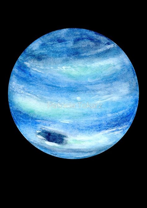 Neptune Watercolour Painting || by PattokArts | @Patti2905  #watercolor #painting #space #planets #neptune Neptune Planet Drawing, Uranus Painting, Planets Neptune, Neptune Tattoo Planet, Planet Drawing Art, Neptune Painting, Neptune Drawing, Planet Neptune, Planet Painting Easy