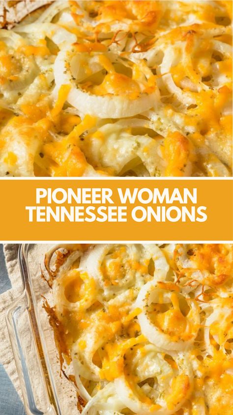 Pioneer Woman Tennessee Onions Recipe is made with sweet onions, thyme, parsley, garlic salt, oregano, mustard, cayenne pepper, butter, Cheddar cheese, and smoked Gouda cheese. This savory dish requires a total of 85 minutes to prepare and serves 10. Pioneer Woman Recipes Sides, Smoked Peppers, Gouda Cheese Recipes, Tennessee Onions, Cayenne Pepper Recipes, Gouda Recipe, Pioneer Kitchen, Onion Casserole, Smoked Gouda Cheese