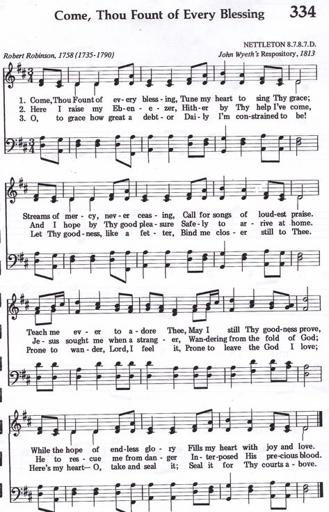 Come Thou Fount of Every Blessing (Hymn) SATB Come Though Fount Of Every Blessing, Come Thou Fount Tattoo, Old Hymns Lyrics, Come Thou Fount Of Every Blessing, Hymn Lyrics, Gospel Song Lyrics, Come Thou Fount, Christian Hymns, Hymns Of Praise