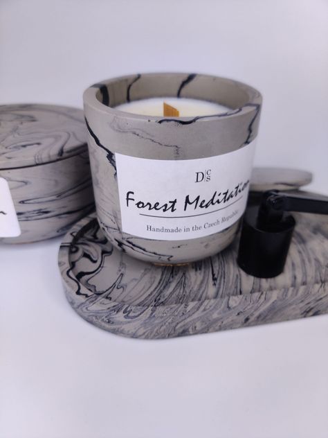 Luxury & Vegan Scented Soy Candle - Forest Meditation | Handmade Jesmonite Jar | Crackling Wooden Wick | Handpoured Soy candles | Gift ideas Coffee Table Candle Decor, Crackling Candle, Forest Meditation, Candles Gift Ideas, Crackle Candles, Coffee Table Candles, Essential Oil Candle, Aesthetic Natural, Oil Candle