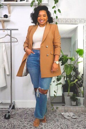 Casual Outfits For Work Plus Size, Blazers For Women Plus Size, Jeans For Work Business Casual Plus Size, Black Blazer Outfits For Black Women, Curvy Clothing Styles, Casual Midsize Work Outfits, Spring Work Outfits Plus Size, Fall Plus Work Outfits, Office Looks Plus Size