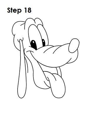 Draw Pluto Step 18 Walt Disney Cartoons, Pluto Disney, Goofy Face, Mouse Drawing, Disney Cartoon Characters, Dog Sketch, Dog Coloring Page, Simple Cartoon, Drawing Lessons