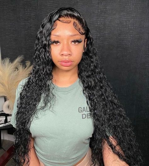 Lace Hairstyles, Deep Wave Lace Front Wig, Wet And Wavy Hair, Wave Lace Front Wig, Curly Lace Wig, Frontal Wig Hairstyles, Birthday Hairstyles, Indian Human Hair, Protective Hairstyles Braids