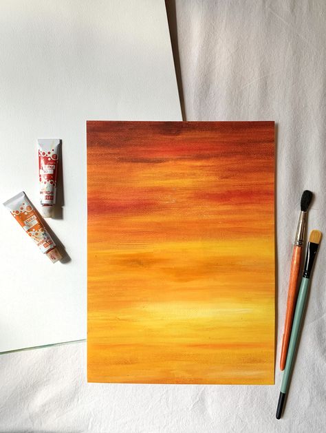 orange and red sunset painting Red And Orange Painting Ideas, Painting With Orange Background, Orange Background Painting Ideas, Something In The Orange Painting, Sunset Background Painting, Orange Painting Ideas, Orange Sky Painting, Orange Sunset Painting, Sunset Drawing Easy