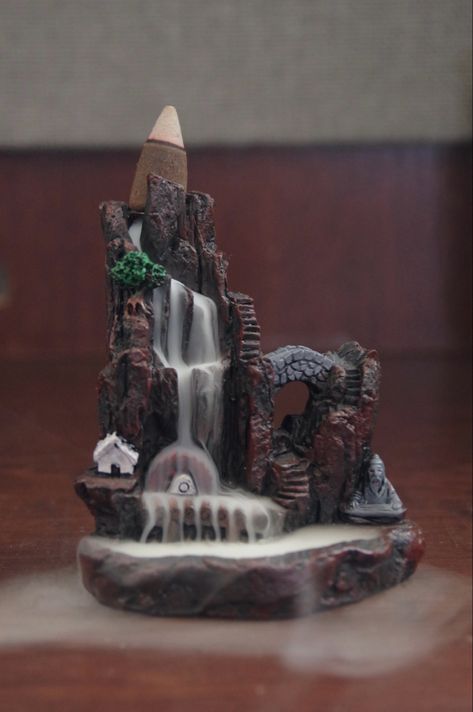 backflow cone invense burner waterfall effect smoke ideas candles smoke aesthetic Polymer Clay Backflow Incense Burner, Insent Burner, Waterfall Decoration, Incense Waterfall, Cone Incense Burner, Waterfall Incense Burner, Backflow Burner, Backflow Incense Burner, Cone Incense