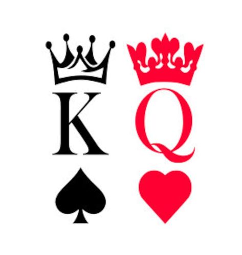 King and Queen SVG Cut File King of Spades Queen of Hearts - Etsy Canada King Cards Design, Card Drawings King And Queen, King Of Spades Tattoo, Queen Of Hearts Drawing, King And Queen Images, Playing Cards Queen, King Of Hearts Tattoo, Cards Shirt, King Of Hearts Card