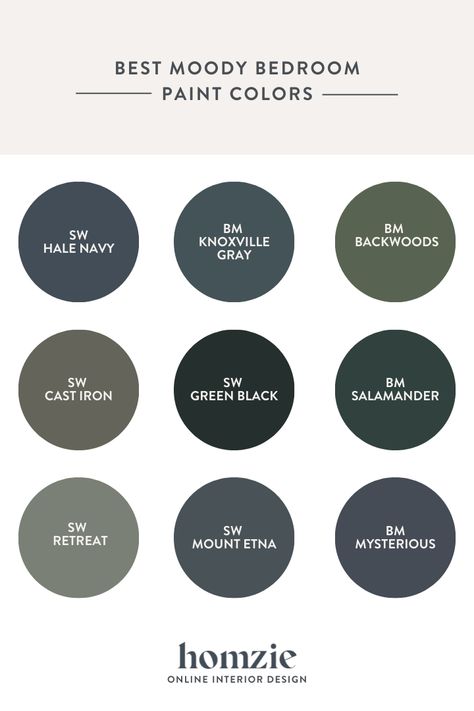 Best Bedroom Paint Colors — Homzie Designs Men’s Room Paint, Bedroom Paint Colors Black Furniture, Dark Den Paint Colors, Dark Cozy Bedroom Paint Colors, Men’s Bedroom Paint Colors, Nightwatch Paint Color, Dark Color Bedroom Ideas Paint Colours, Male Bedroom Paint Colors, Darker Bedroom Paint Colors