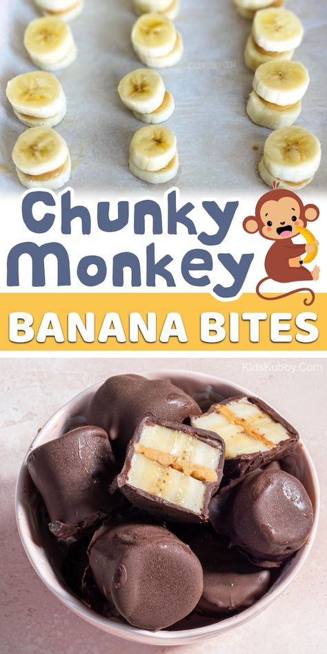 Chunky Monkey Banana Bites (Easy No-Bake Treats for Kids!) Meals For Picky Kids, Clean Eating For Kids, Peanut Butter And Chocolate Chips, Keto Kids, Fruit Dips, Dips Recipes, Monkey Banana, Baked Dessert, Healthy Snack Ideas