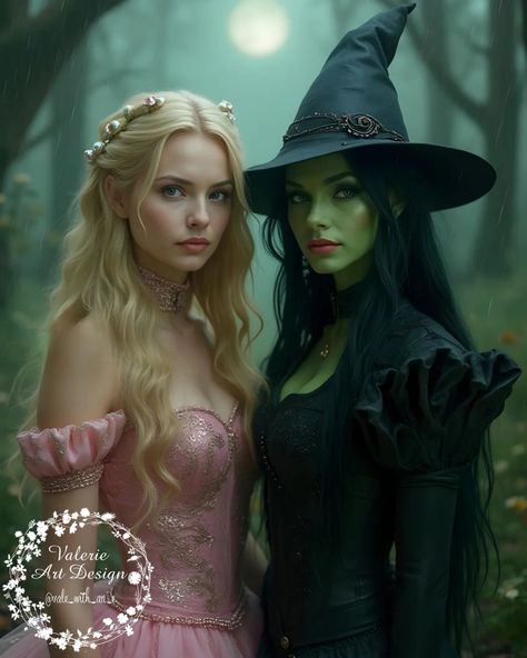 Double the magic! Opposites attract in the land of Oz! Glenda, the Good Witch, and Elphaba, the Wicked Witch, unite in a spellbinding encounter. Sparkling elegance meets dark mystique. My entry for 🪄#ValeLoweWeen2024 hosted by myself and @lowedioso 🪄 #PCGWickedEmeraldWeek hosted by myself #ValerieArtDesign #WitchesOfOz #Elphaba #Wicked #TheWizardOfOz #FantasyArt #GothicGlamour #FantasyLovers #WickedMusical #Disney #DarkFantasy #FairytaleReimagined #ArtOfFantasy #InstaArt #ArtLovers #Art... Elphaba Inspired Outfit, Wicked 2024 Elphaba, Wicked Elphaba And Glinda, Wicked Glinda X Elphaba Fanart, Elphaba And Glinda Wicked Movie, Wicked Movie Glinda And Elphaba, Musical Birthday Party, Glenda The Good Witch, Wicked Musical