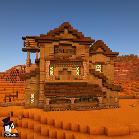 Saloon Minecraft, Western House Minecraft, Minecraft Wild West Buildings, Badlands Minecraft Builds, Minecraft Saloon, Minecraft Mesa Build, Wild West Minecraft, Minecraft Western Town, Minecraft Western Builds