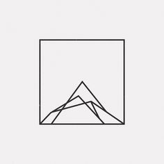 Square Tattoo, Nature Logo Design, Geometric Mountain, Small Tattoos Simple, Arrow Tattoos, Mountain Tattoo, Line Art Design, Geometric Logo, White Line