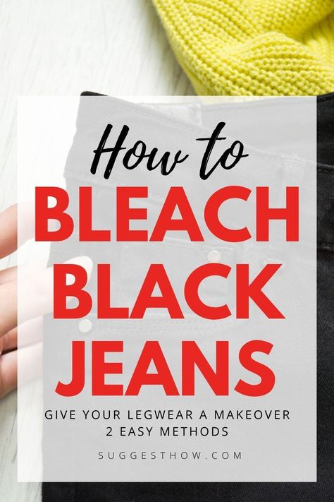 A trend that has been catching eyes is that of bleached, light-wash jeans. However, bleaching is no easy task when it comes to dark washes, especially if you’re working with black jeans.But worry not. If you have a pair of black jeans you’re worried you won’t be able to lighten successfully, we’ve got your back. Read on for some quick tips and tricks on how to bleach black jeans to a crisp grey or white undertone. Black Bleached Jeans, Bleach Jeans Diy, Bleached Jeans, Fabric Conditioner, Bleached Denim, Denim Diy, Home Diy On A Budget, Jeans Diy, Old Jeans