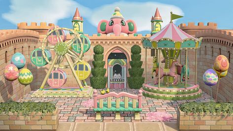 Kawaii Island, Fairy Island, Amusement Park Outfit, Carnival Design, Pink Island, Island Theme, Animal Crossing Wild World, Abandoned Amusement Parks, Post Animal