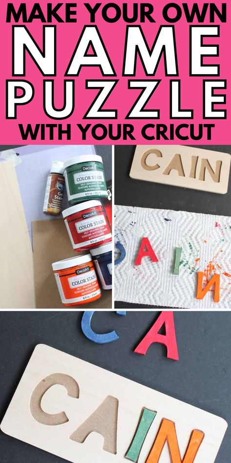 Diy Name Puzzle, Cricut Personalized Gifts, Wood Crafts For Kids, Fun Bedroom Decor, Chipboard Projects, Easy Personalized Gifts, Fun Bedroom, Cricut Projects Easy, Make Your Own Puzzle