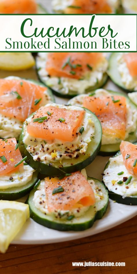 Cucumber Smoked Salmon Bites Smoked Salmon Bites, Salmon And Cucumber, Herb Cream Cheese, Salmon Appetizer, Salmon Bites, Smoked Salmon Recipes, Cucumber Slices, Fresh Cucumber, No Cook Appetizers