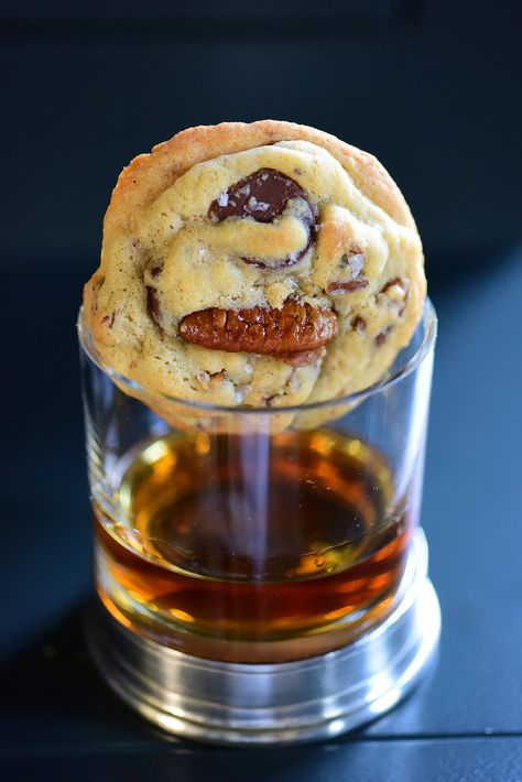 Brown Butter Bourbon Pecan Chocolate Chip Cookies — Styling My Everyday Bourbon Shortbread Cookies, Bourbon Pecan Chocolate Chip Cookies, Brown Butter Cookies Recipe, Bourbon Dessert Recipes, Cocktail Cookies, Brown Butter Bourbon, Butter Bourbon, Pecan Chocolate Chip Cookies, Japanese Sun