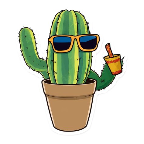 Cactus drinking a juice Cactus Drink, Juice Sticker, Pong Table, Funny Design, Top Artists, Science Poster, Sticker Design, Stranger Things Fanart, Sell Your Art