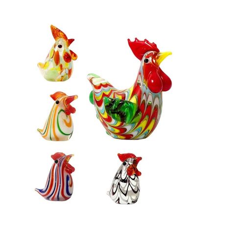 5PCS Glass Rooster Chicken Figurines Mini Glass Chicken Statues Crystal Mini Figurines Glass Farm Animals Action Figures 15x15x8cm Rooster Ornament, Cartoon Rooster, Glass Chicken, Rooster Statue, Chicken Figurines, Animal Action, Mini Bonsai, Rooster Decor, Chicken Decor