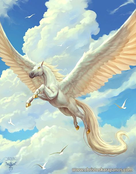 ArtStation - Pegasus, Christos Karapanos Briar Aesthetic, Greek Monsters, Pegasus Art, American Traditional Tattoo Ideas, Traditional Tattoo Ideas, Unicorn Artwork, Magical Horses, Il Re Leone, Fantasy Horses