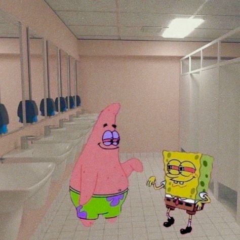 Spongebob And Patrick, The Bathroom, Wall