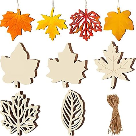 20pcs Fall Wood Cutouts Unfinished Wooden Leaves For Crafts Fall Blank Maple Leaf Wood Pieces Hanging Ornament With Hole 1 Rope For Thanksgiving Harvest Autumn Party Diy Decoration 5 Style | Don't Miss These Great Deals | Temu United Kingdom Fall Party Diy, Harvest Festival Decorations, Wooden Leaves, Crafts Fall, Leaf Cutout, Thanksgiving Harvest, Autumn Party, Wooden Pattern, Wooden Tags