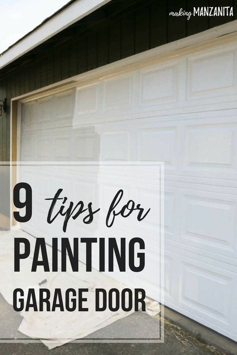 9 tips for painting garage door | Advice for painting your garage door to improve curb appeal | DIY exterior paint inspiration and ideas | How to paint garage door | White garage door Painting Garage Doors, Exterior Facelift, Exterior Garage Door, White Garage Doors, Aluminium Garage Doors, Garage Door Colors, Metal Garage Doors, Garage Door Paint, Garage Paint