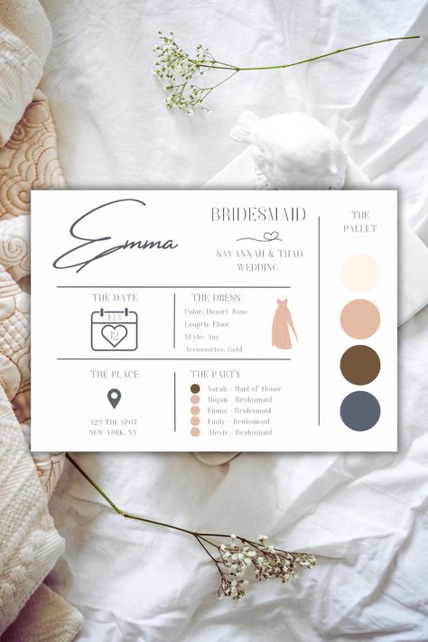 Attire Guide Bridesmaid Card, Wedding Attire Guide, Attire Guide, Dress Outline, Bridal Party Attire, Cha Bar, Dress Colors, Party Attire, Wedding Party Dress