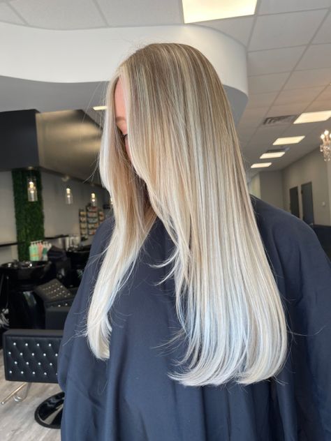 Blonde Balayage With Curtain Bangs Long Hair, Bayalage Blonde Curtain Bangs, Long Curtain Bangs Haircut, Blonde Balayage Hair Extensions, Blonde Balayage With Curtain Bangs, Blonde Balayage Curtain Bangs, Straight Flat Hair, 90's Haircut, Hair Blonde Highlights Balayage