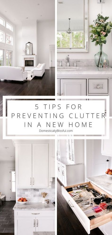 5 tips for preventing clutter in a new home while unpacking from a move. | Cleaning tips for a new home with organizing hacks that will help you declutter your life! | Moving hacks & unpacking tips to help you quickly get settled into a home home.  | How to declutter your new home. | How to unpack into a new home without clutter. | Unpacking tips to help you move with ease. | Unpacking hacks for less clutter. | How To Unpack Your Kitchen, Moving Into A New House Organizing, Tips When Moving Into A New Home, Unpacking Kitchen After Moving, How To Move Into A New House, New Home Tips And Tricks, Organizing A New Home, Organizing New Home, Moving Into A New Build House