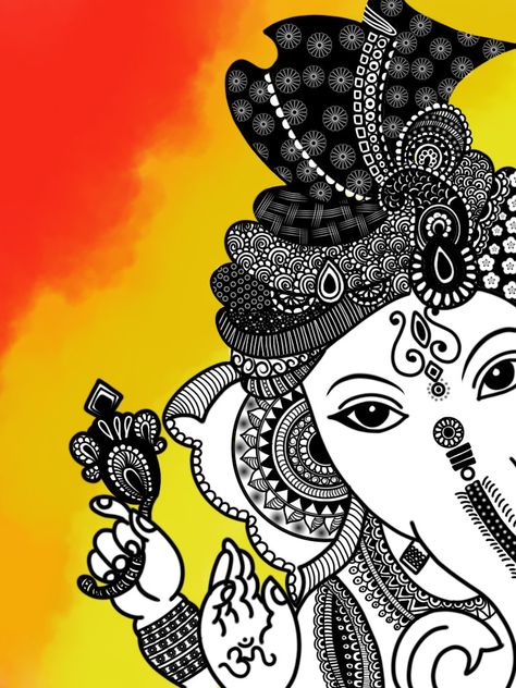 Visit site to see how I draw. like share and subscribe. Do support Ganesh Chaturthi Mandala Art, Ganpati Doodle, Indian Elephant Drawing, Carving Drawing, Mandala Sketch, Ganesh Art Paintings, Easy Mandala Drawing, Long Outfit, Butterfly Art Painting