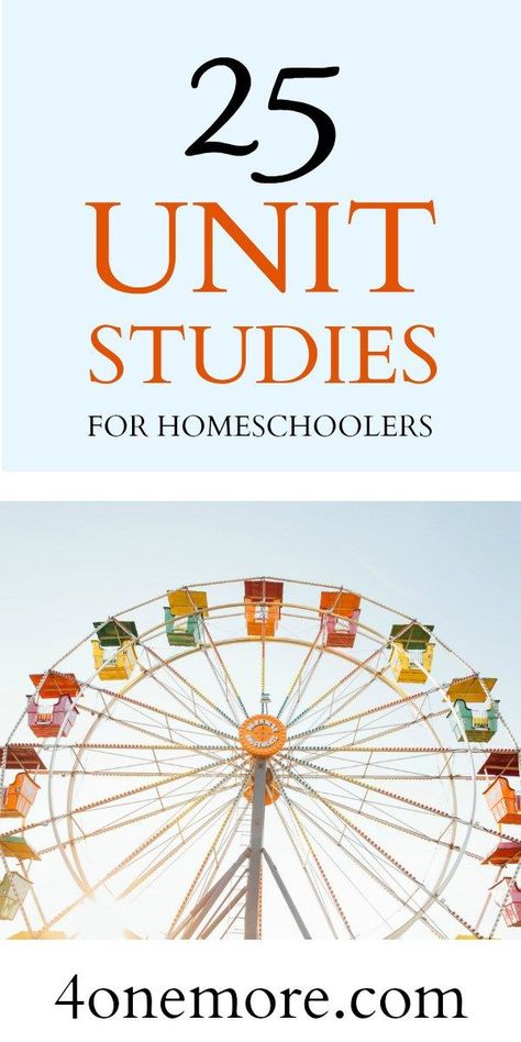 Unit studies are an efficient and interesting way to homeschool multiple ages together without losing your mind as the homeschool mom. Here's a list of 25 @4onemore.com Science Unit Studies, Kindergarten Units, Unit Studies Homeschool, Homeschool Middle School, Losing Your Mind, Social Studies Unit, Homeschool Social Studies, Homeschool Education, Kindergarten Lesson Plans