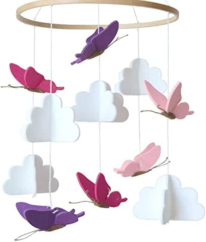 Woodland Bedroom, Crib Decoration, Clouds Nursery, Adorable Nursery, Baby Crib Mobile, Nursery Crib, Butterfly Baby, Wooden Hoop, Nursery Mobile