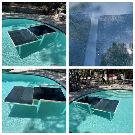 Pool Ramp, Pool Dog Ramp, Swim Platform Diy, Pool Ramp For Dogs, Diy Swim Platform, Diy Dog Pool Ramp, Diy Dog Pool, Pvc Pool Platform Diy, Pool Slide Diy