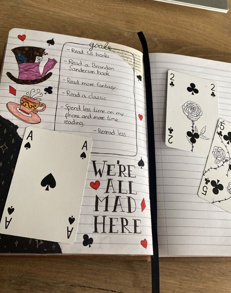 Alice In Wonderland Journal, Fantasy Reads, Commonplace Book, Alice In Wonderland Theme, Hand Writing, Journal Page, Reading Journal, Reading Books, Title Page