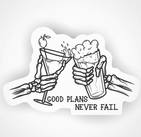 Alcoholic Drinks Tattoo, Drinking Buddies Tattoo, Alcohol Tattoo Ideas Matching, Skeleton Cheers Tattoo, Matching Cheers Tattoo, Tattoos For Alcoholics, Tattoo Ideas For Alcoholic, Beer Flash Tattoo, Drinking Buddy Tattoos