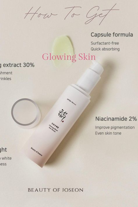 Ginseng Moist Sun Serum (SPF 50+ PA++++) | Anti-aging composition | 30% ginseng extract | Korean beauty | Toxin free | Cruelty free #skincare #koreanskin #cosmetics Cruelty Free Skincare, Ginseng Extract, Free Skincare, Toxin Free, Even Skin Tone, Spf 50, Korean Beauty, Glowing Skin, Cruelty Free