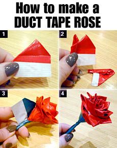 Duct Tape Craft Duct Tape Rose, Duck Tape Projects, Duct Tape Projects, Tape Projects, Duct Tape Crafts, Arts And Crafts For Teens, Rose Crafts, Tape Art, Diy Roses