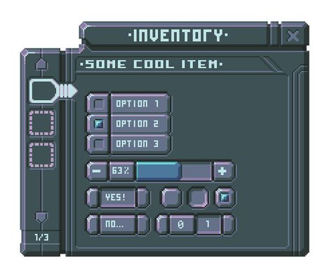 Sci-fi User Interface by buch415.deviantart.com on @DeviantArt Pixel Sci Fi, Pixel Art Inventory, Pixel Art Ui Design, Pixel Ui Design, Pixel Art Sci Fi, Sci Fi Pixel Art, Pixel Game Ui, Sci Fi Computer, Sci-fi Ui