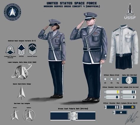 Space Force Uniform, Space Uniform, Sci Fi Uniform, Future Military, United States Space Force, Crossing Guard, Military Ranks, Starship Design, Space Force