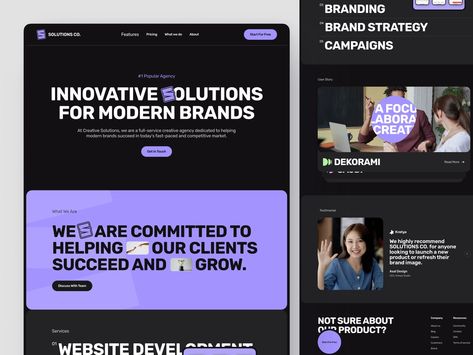 Brand Agency Website, Web Designer Branding, Video Production Website Design, Digital Agency Brand Identity, Marketing Agency Web Design, Branding Agency Website, Web Agency Website Design, Black Website Design, Creative Agency Website Design